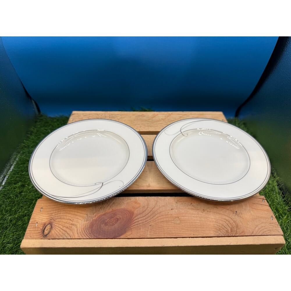 Set of 2 Noritake Platinum Wave Bread & Butter Plates - (6.75")